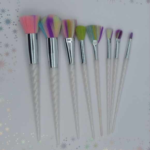 Rainbow Unicorn Makeup Brush Set of 8 - Picture 2 of 7